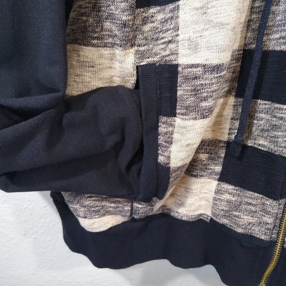 Hem & Thread Plaid Full Zip Hooded Sweatshirt - Picture 2 of 4